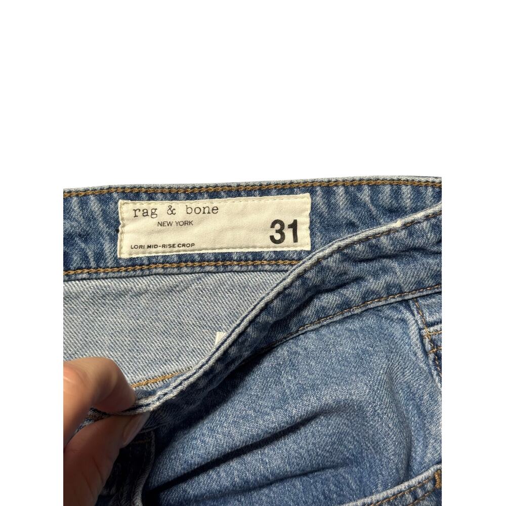 Rag & Bone Lori Mid-Rise Crop Wide Leg Jeans Womens 31 Blue Medium Wash 5-Pocket - Picture 10 of 16